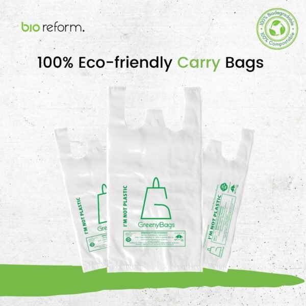 Greeny Biodegradable Carry Bags Medium– (Pack of 30, 13x16 inches)